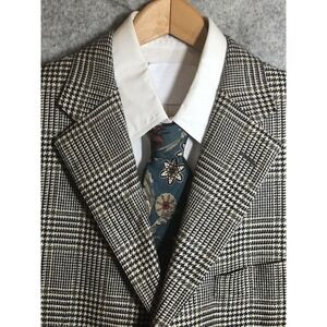 Hickey Freeman Blazer Mens 42 Regular Gray Houndstooth 100% Cashmere Sport Coat